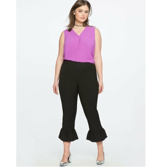 Eloquii Pants - Eloquii Jayce Ruffle hem black pant size 24W